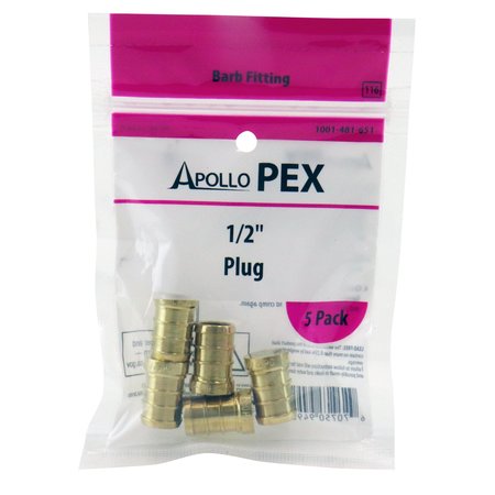 APOLLO PEX 1/2 in. Brass PEX Barb Plug (5-Pack), 5PK APXP125PK